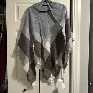 Light blue and gray shawl scarf